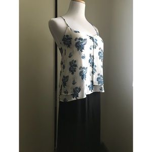 White & Blue Floral Cami